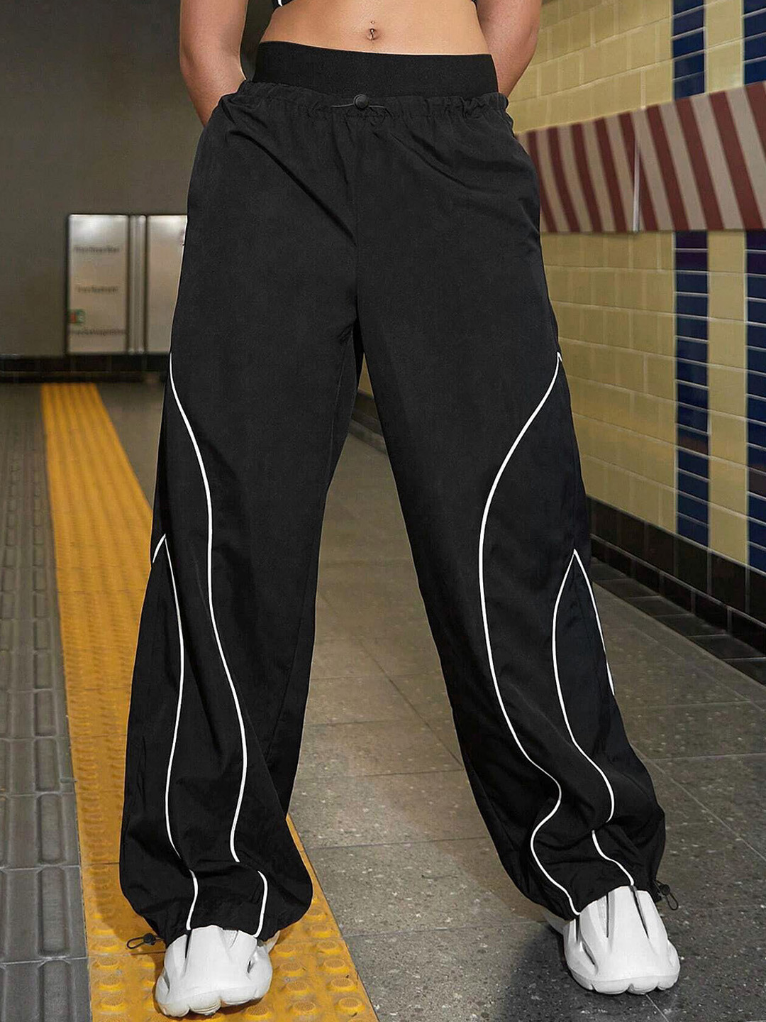 

Stylecast X Slyck Women Comfort Solid Loose Fit Track Pant, Black