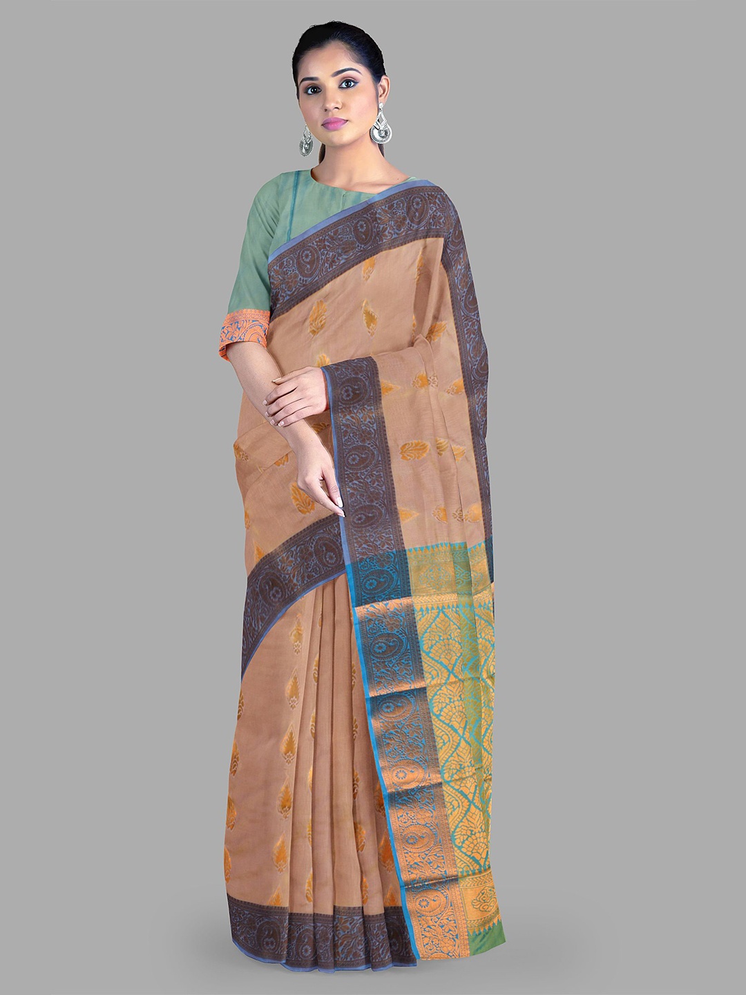 

The Chennai Silks Woven Design Ethnic Motifs Bhagalpuri Saree, Brown