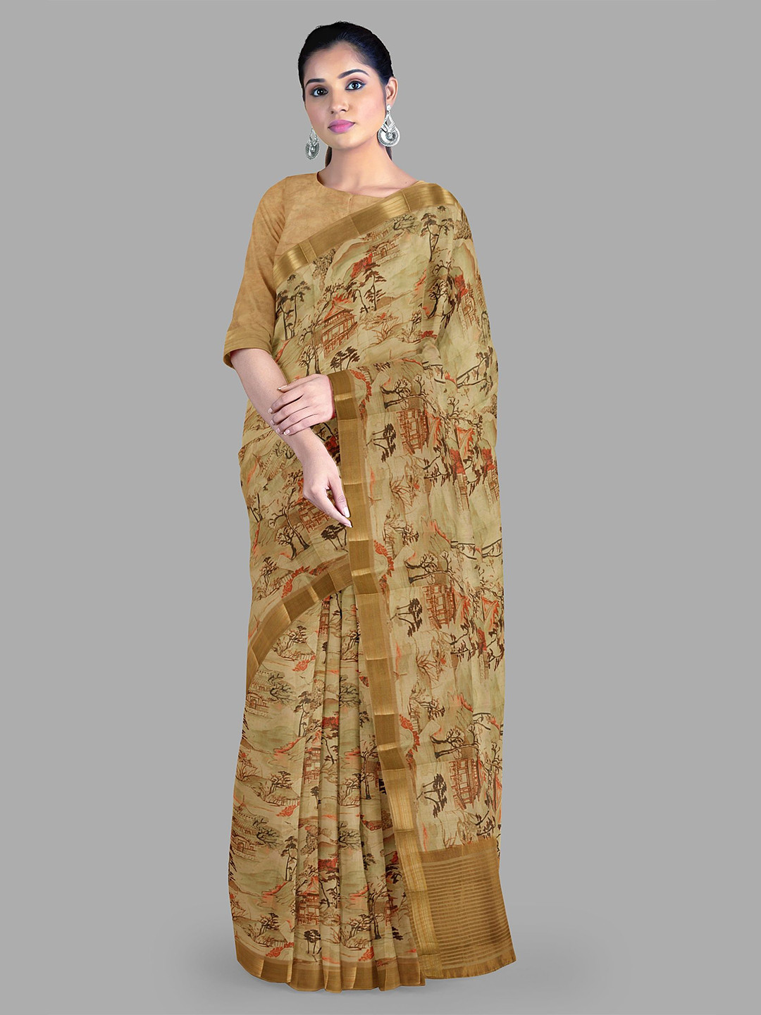 

The Chennai Silks Zari Banarasi Saree, Beige
