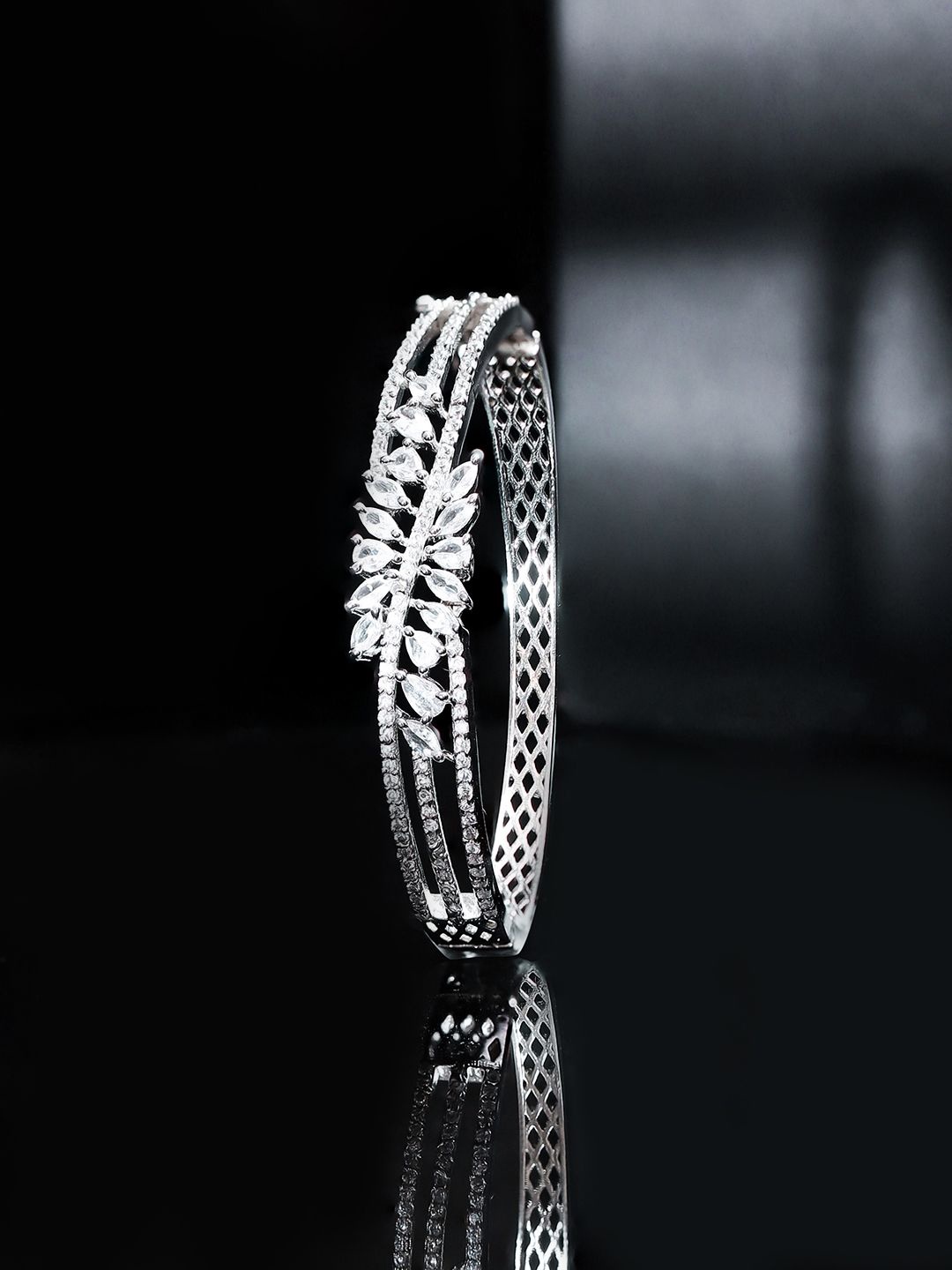 

Priyaasi Silver-Plated American Diamond Wraparound Bracelet