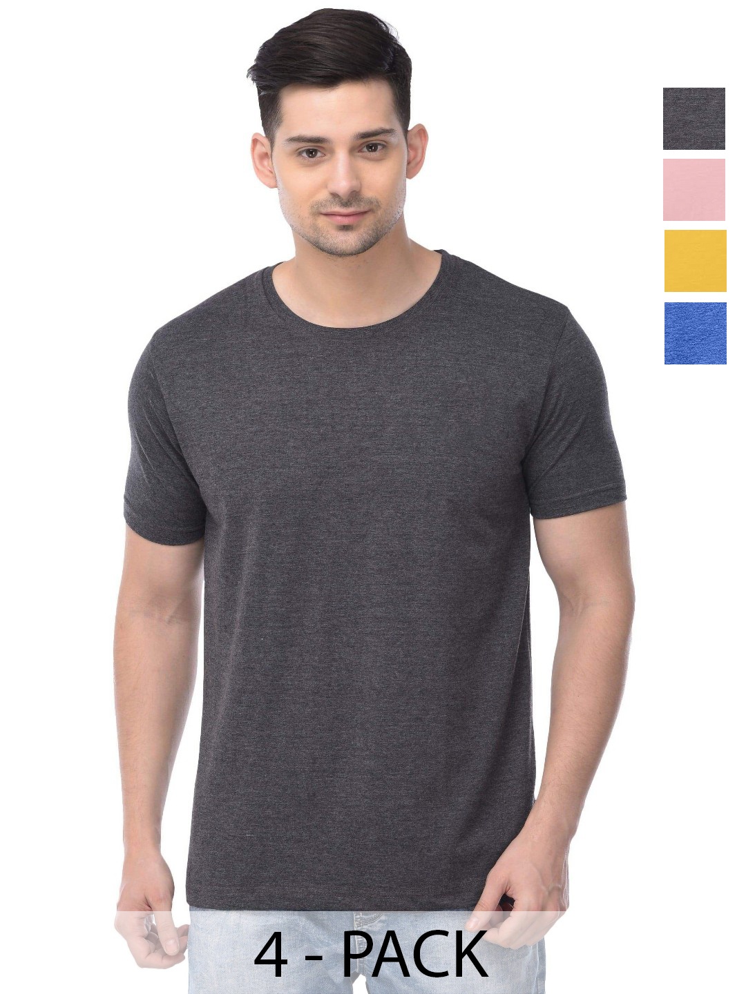 

COLOR CAPITAL Unisex Pack Of 4 Cotton T-Shirts, Peach