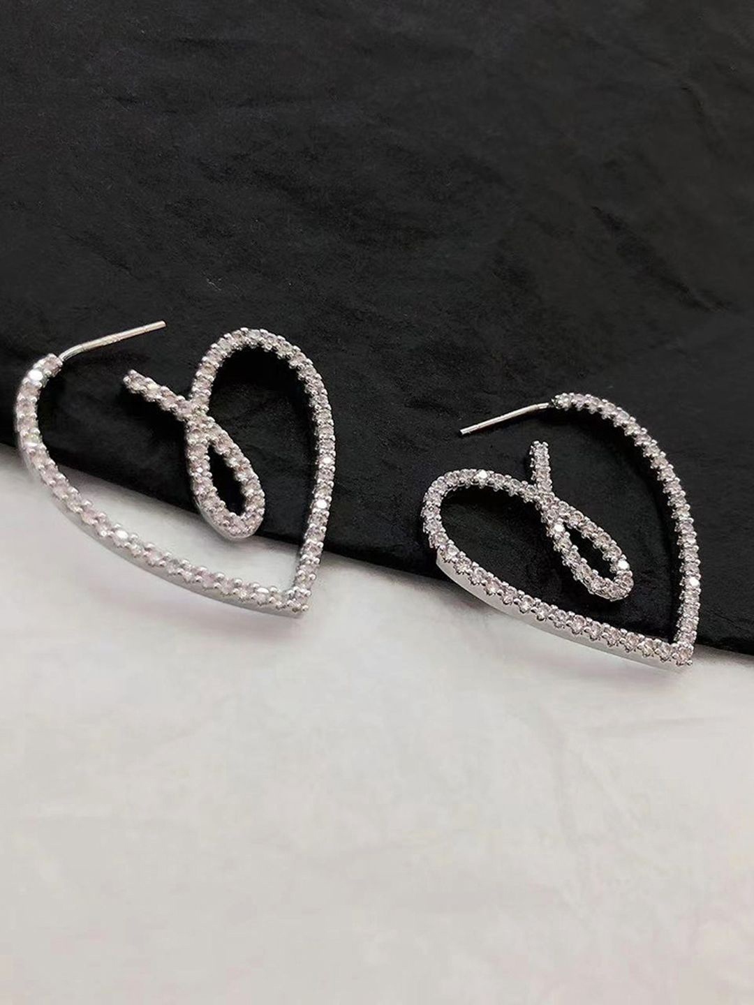 

VAGHBHATT Heart Shaped Studs Earrings, Silver