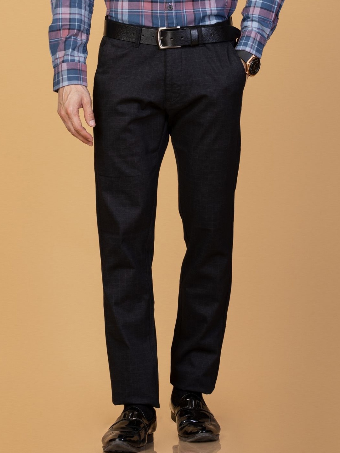 

Monterrey SF Men Relaxed Slim Fit CottonFormal Trousers, Black