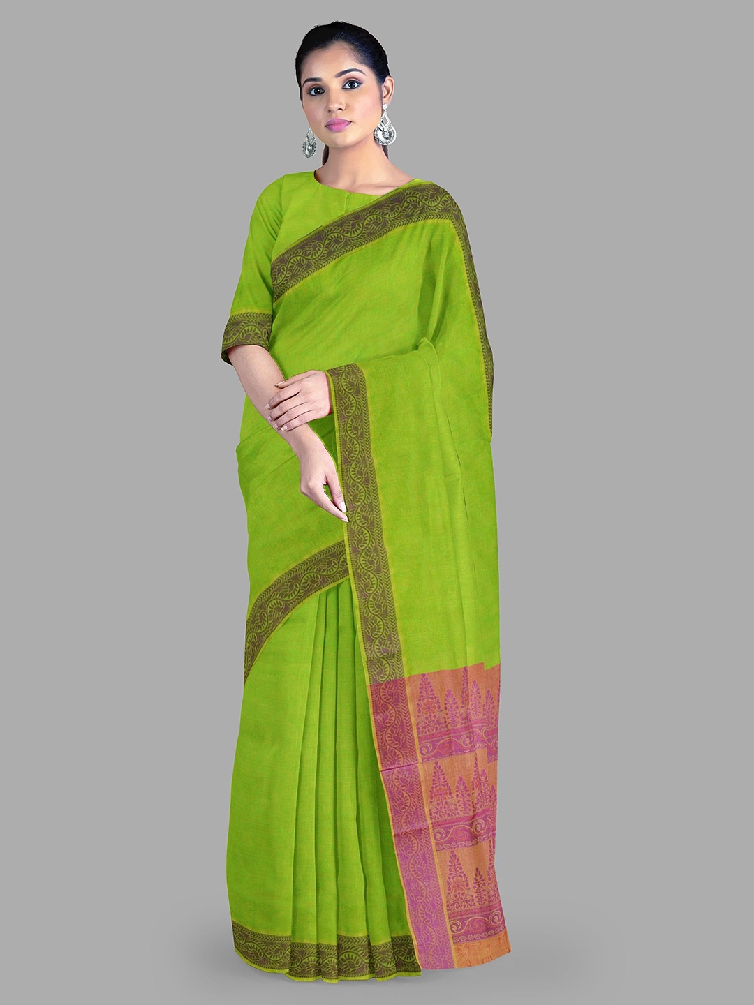 

The Chennai Silks Pure Cotton Chettinad Saree, Green