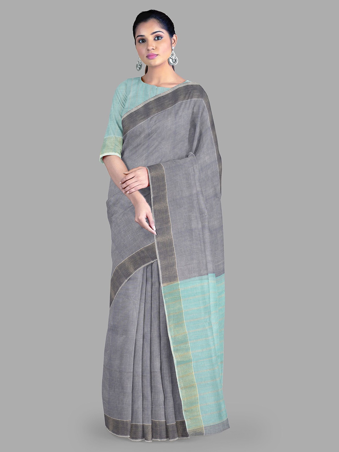 

The Chennai Silks Pure Narayan Peth Cotton Saree, Grey
