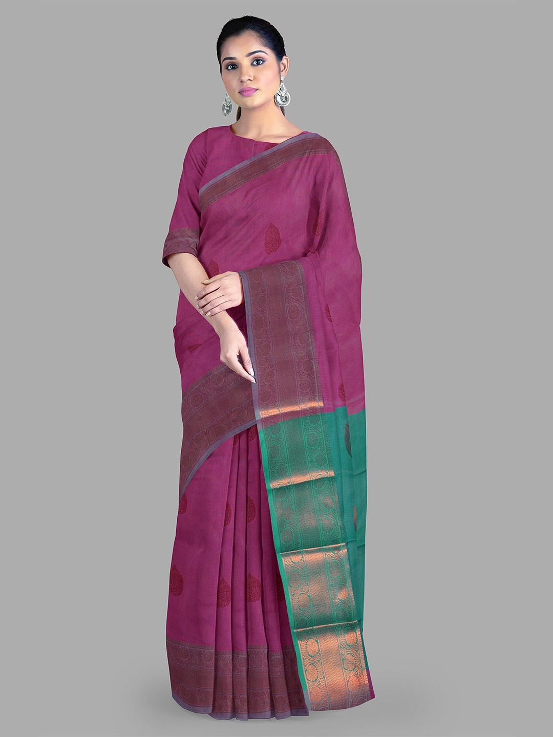 

The Chennai Silks Ethnic Motifs Bhagalpuri Saree, Magenta