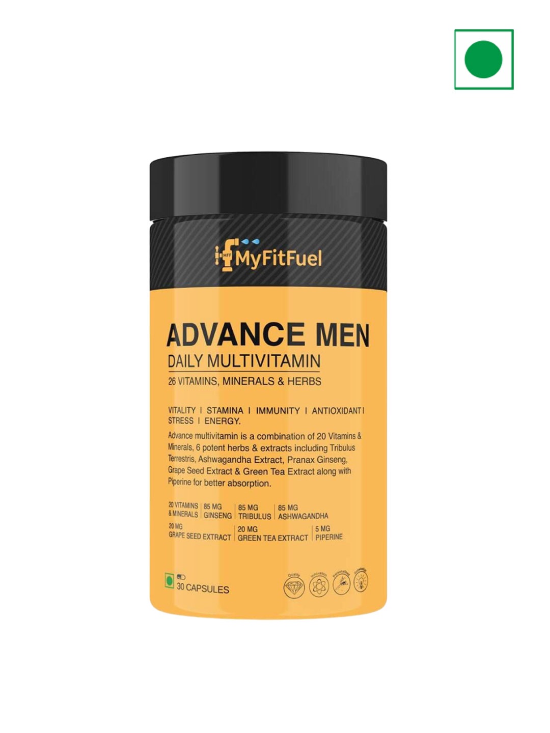 

MyFitFuel Men Advance Daily Multivitamins - 30 Capsules, Yellow