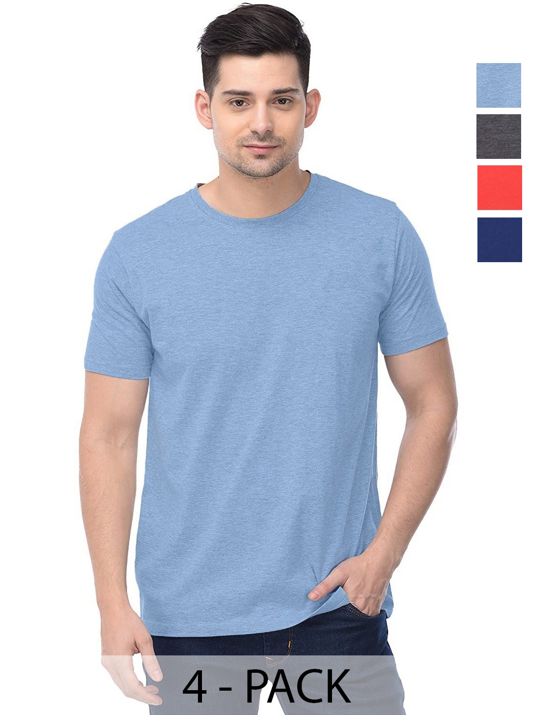 

COLOR CAPITAL Unisex Pack Of 4 Cotton T-Shirts, Na