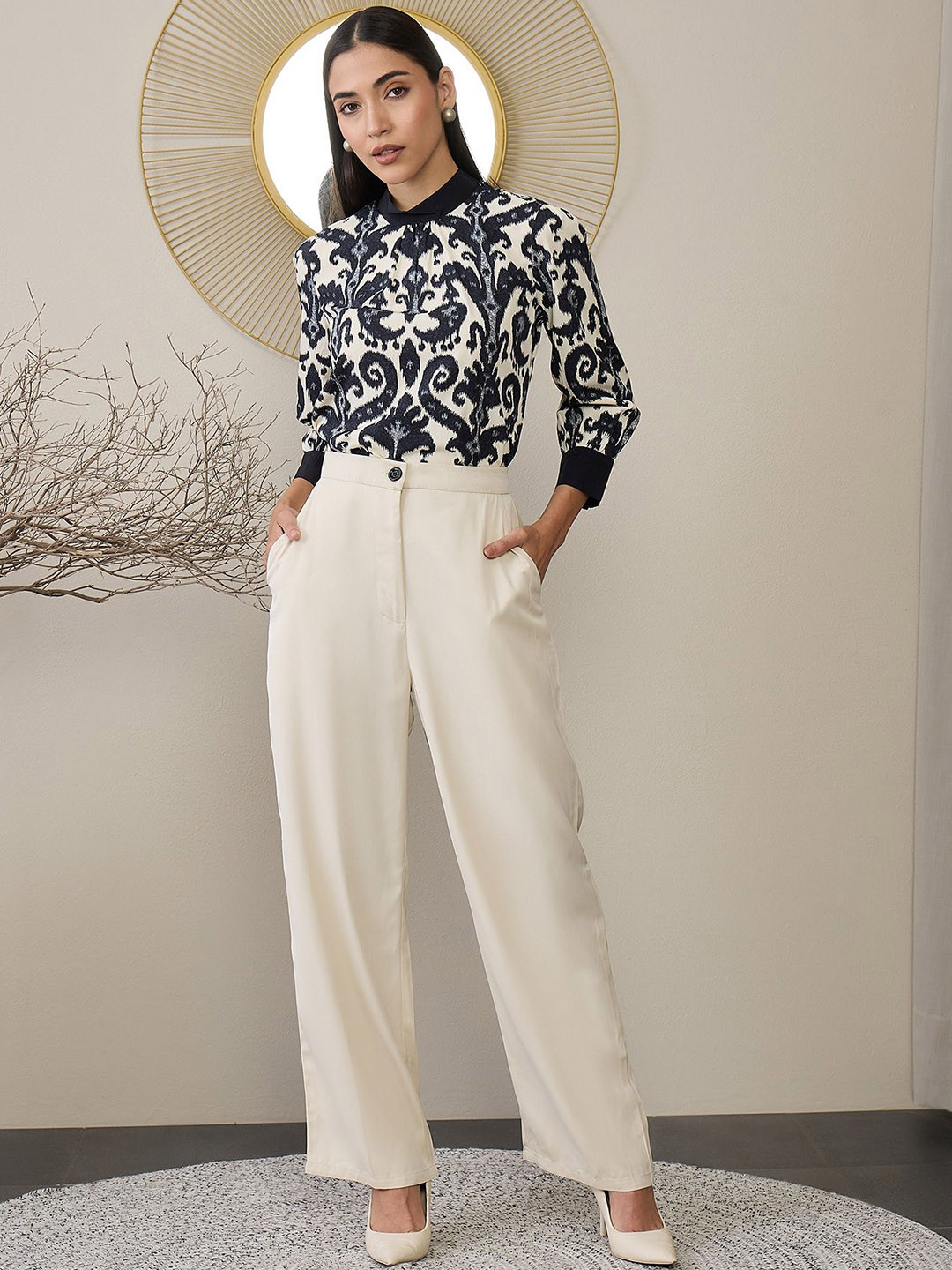 

ADORNIA Printed Top With Trousers Co-Ords, Black