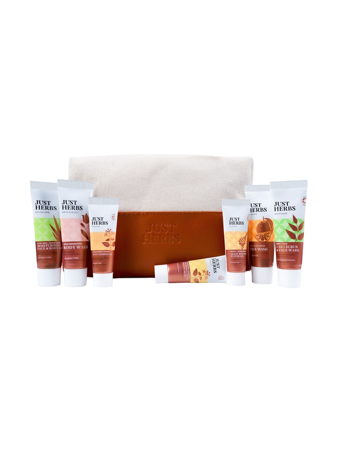 

Just Herbs Set Of 7 Travel Essential Skin Care Gift Set, White