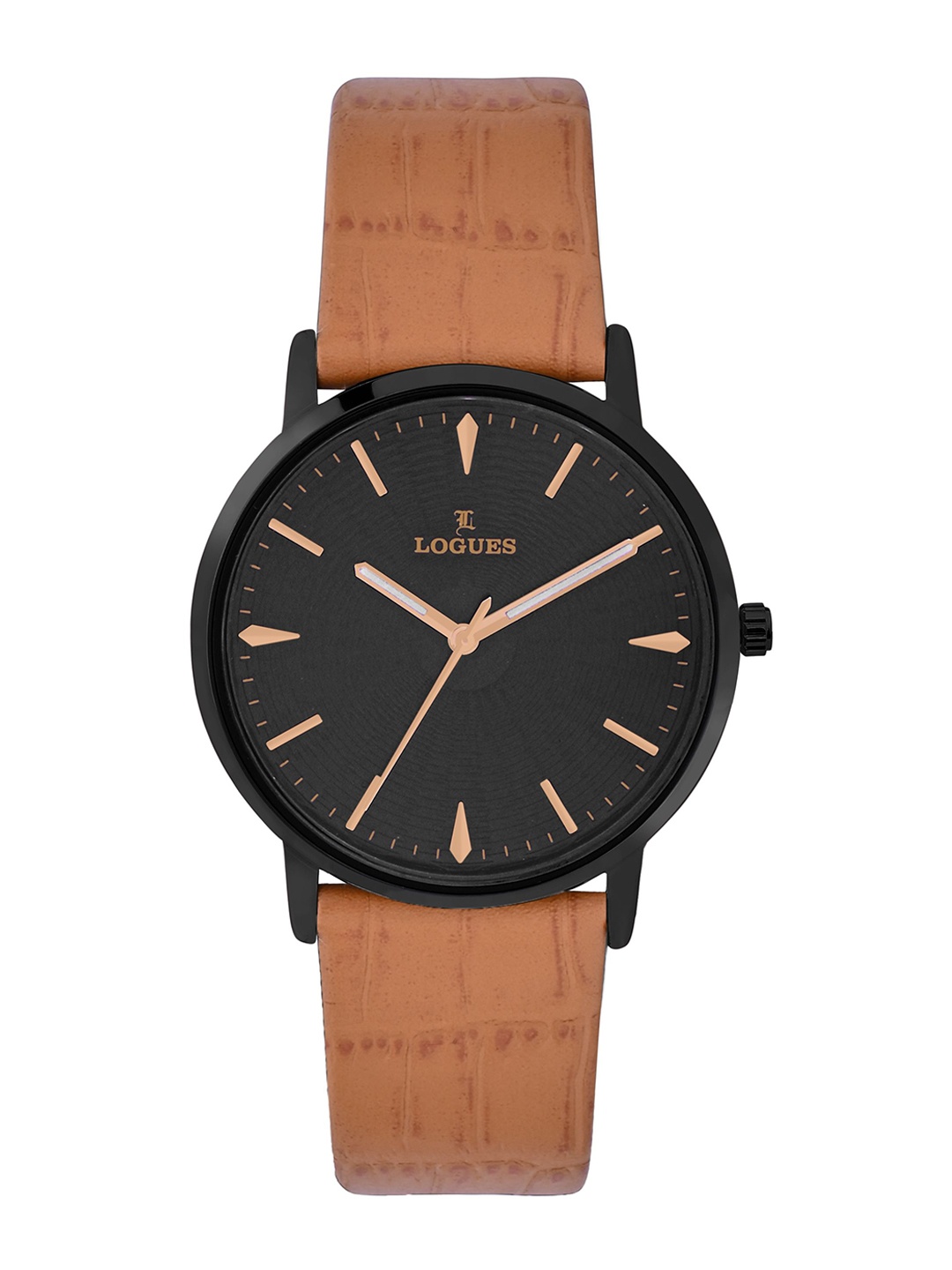 

L LOGUES Men Brass Dial & Leather Straps Analogue Watch G E-905 NL-14, Tan