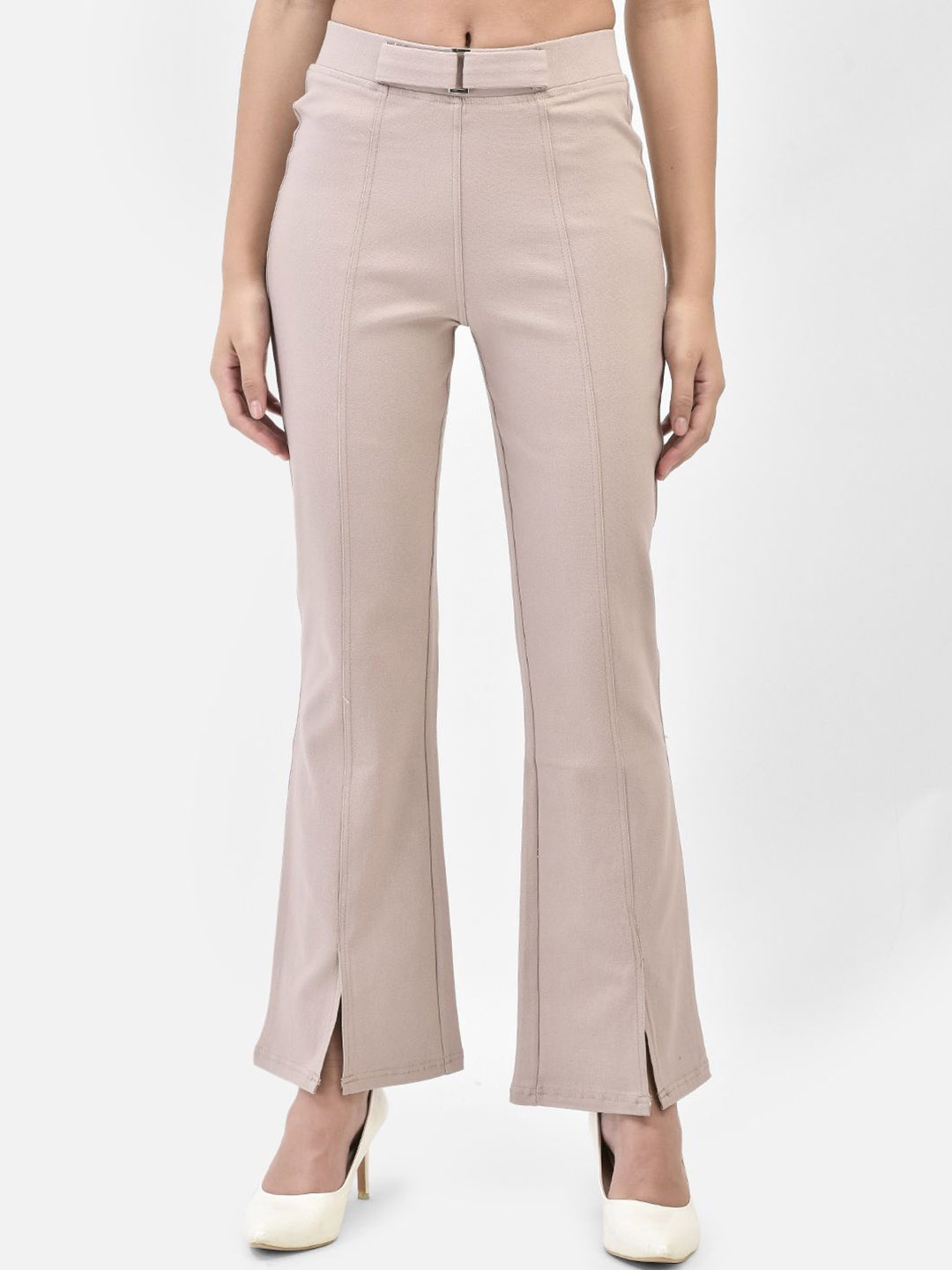 

FUTURO Women Super Flared High-Rise Trousers, Peach