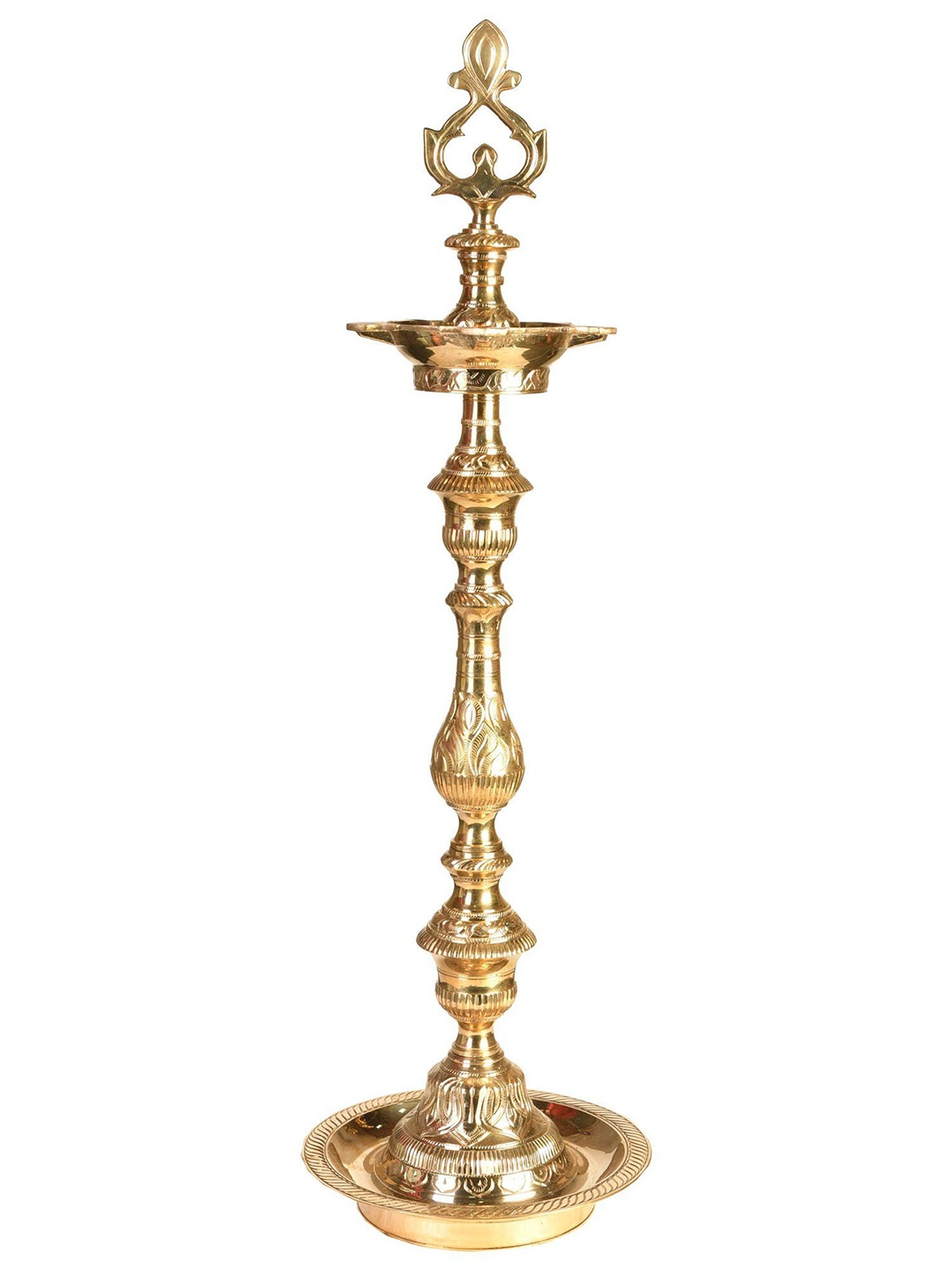 

Exotic India 20" Ritual Lamp in Brass - Made in India, Gold