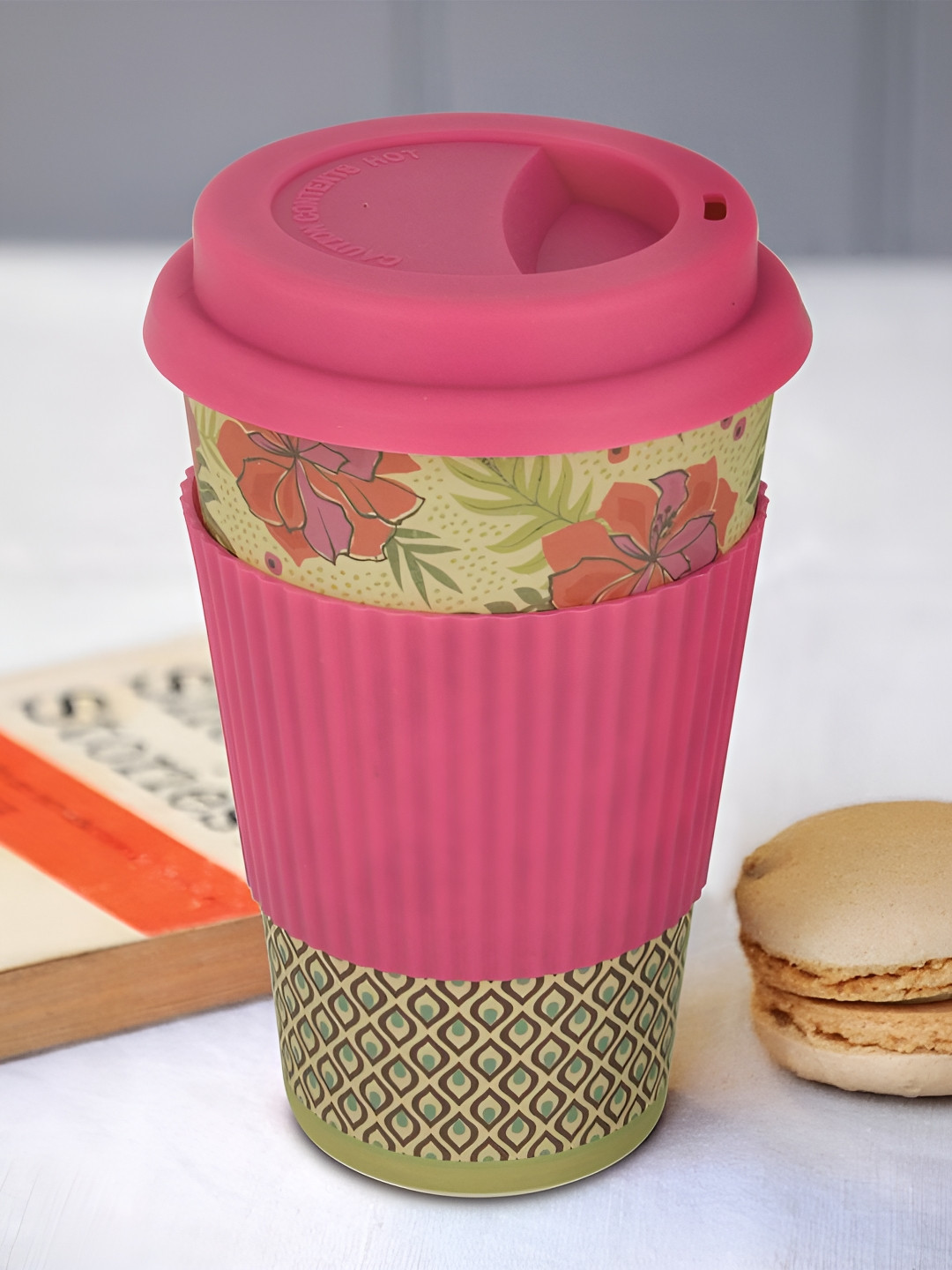 

Freelance Green & Pink 2 Pieces Floral Bamboo Travel Cups And Mugs