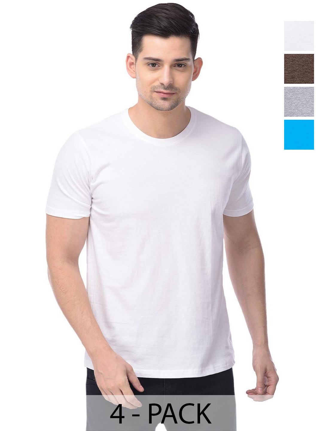 

COLOR CAPITAL Unisex Pack Of 4 Cotton T-Shirts, White