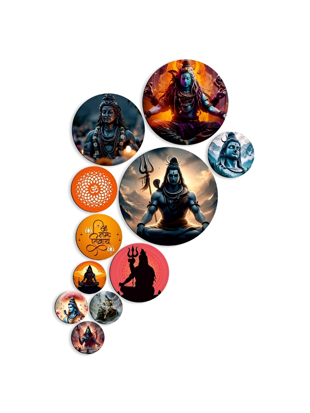 

CLAWCRAFTS Blue and Brown 11 Pieces Lord Shiva Wooden Wall Plates