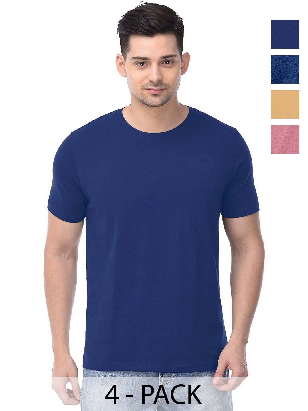 

COLOR CAPITAL Unisex Pack Of 4 Cotton T-Shirts, Na