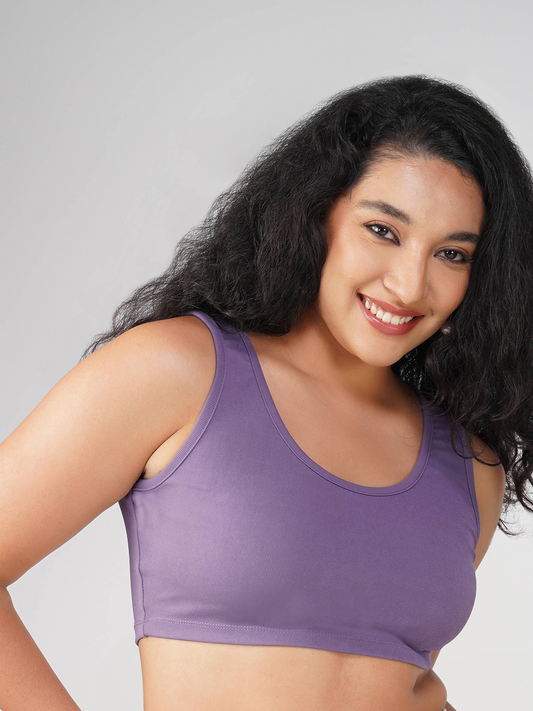 

Elibolz Women Solid Knits Scoop Neck Top, Purple