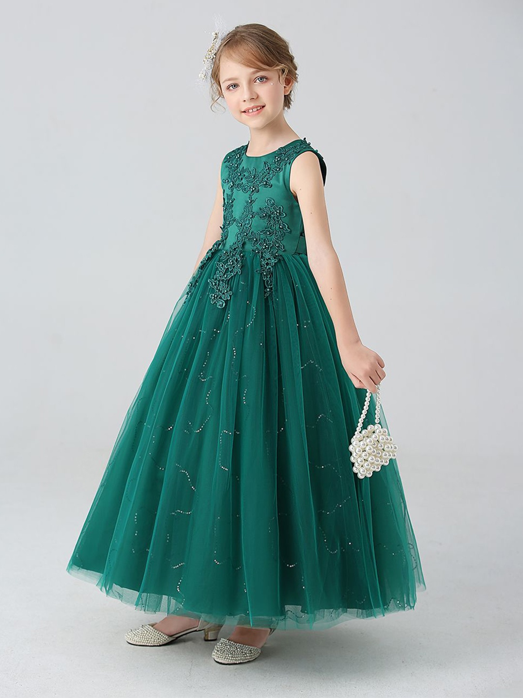 

JC SPARKLE Girls Lace Detail Maxi Dress, Green