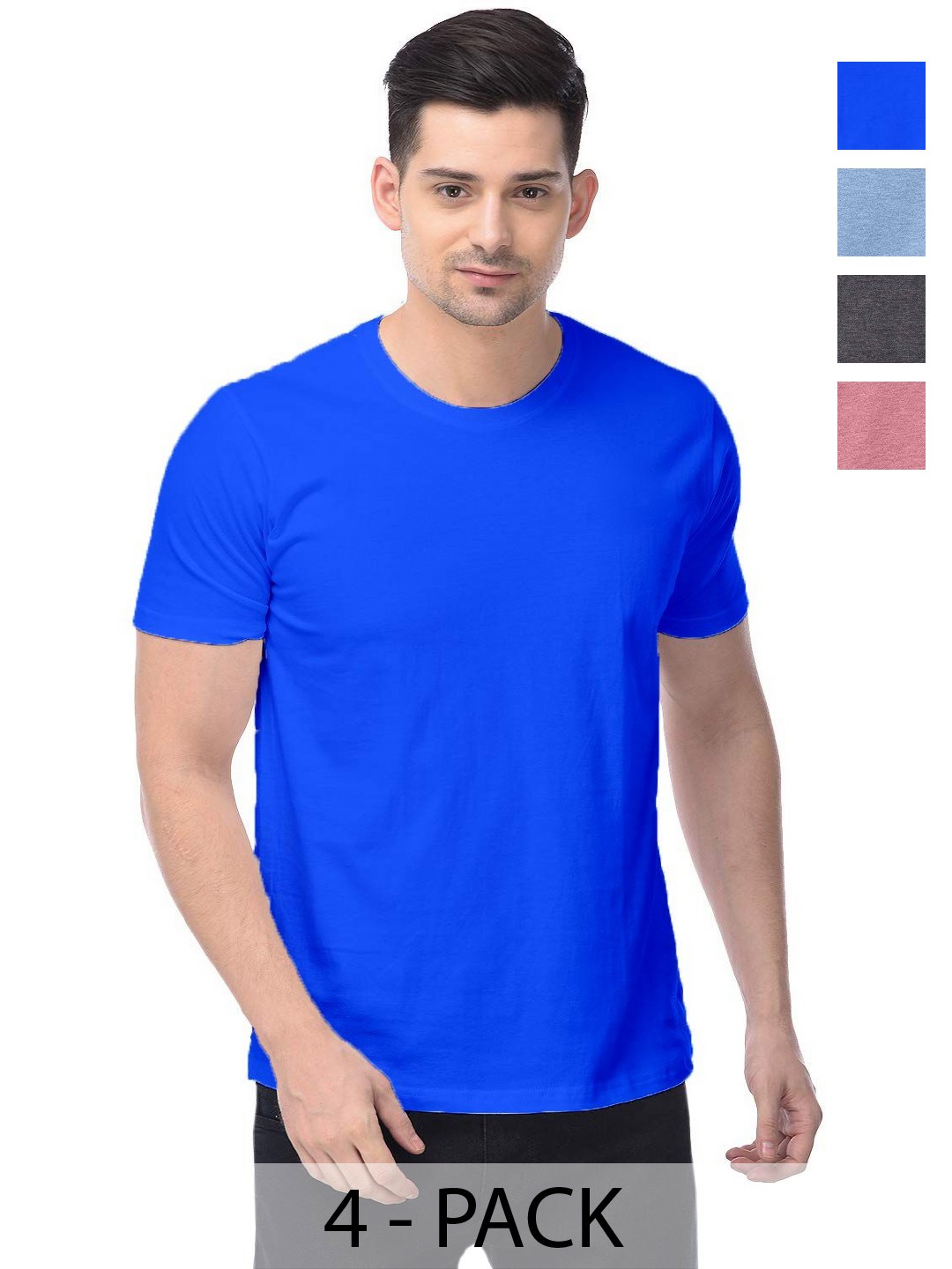 

COLOR CAPITAL Unisex Pack Of 4 Cotton T-Shirts, Na