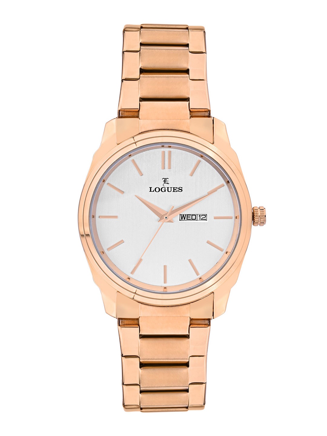 

L LOGUES Men Brass Dial & Bracelet Style Straps Analogue Watch G E-455 WMD-02, Rose gold