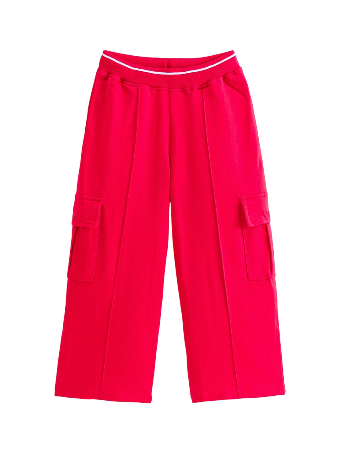 

Honeyhap Girls Cotton Mid-Rise Track Pants, Red