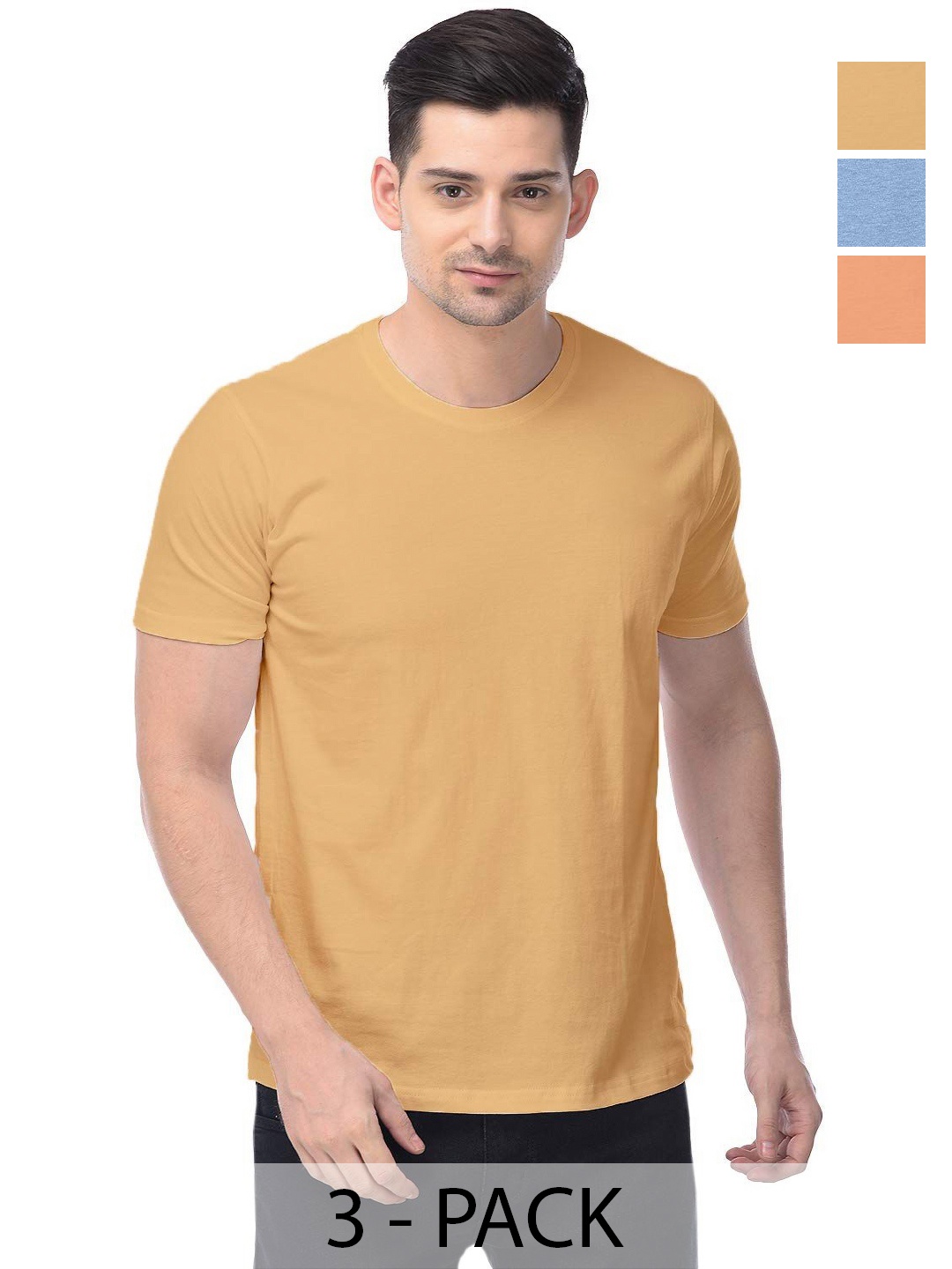 

COLOR CAPITAL Unisex Pack Of 3 Cotton T-Shirts, Na