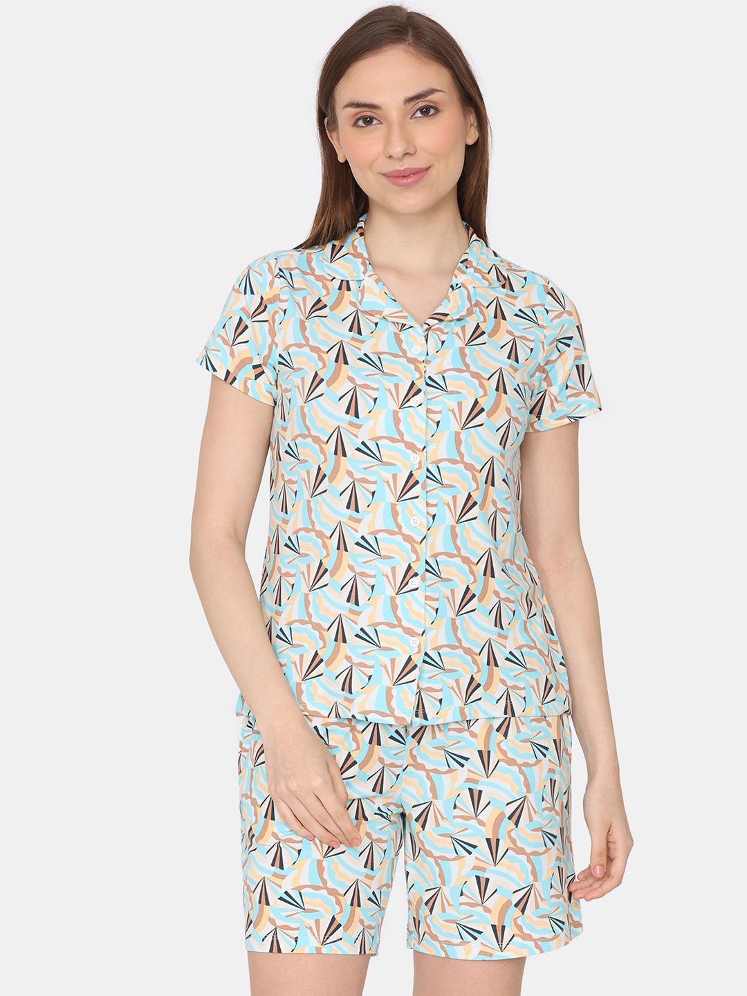 

Zivame Women Printed Night suit, Blue