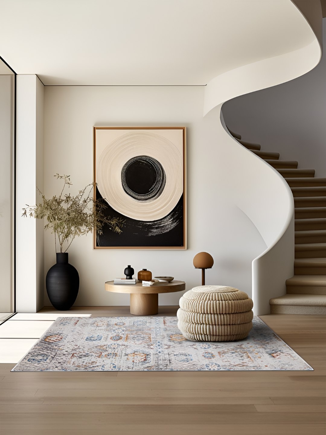 

Sapana Carpet-Mats Grey & White Abstract Printed No Shredding Carpet