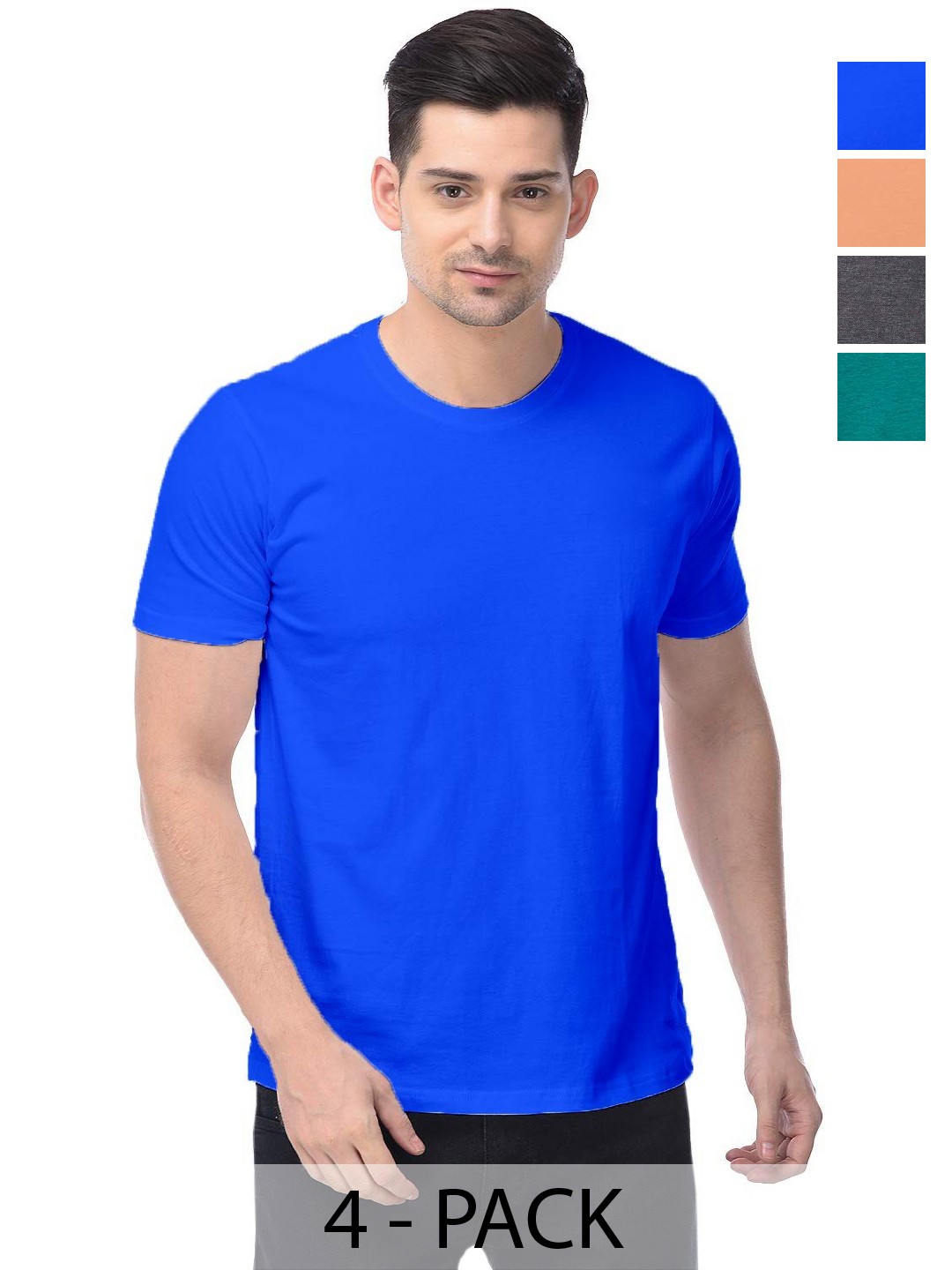 

COLOR CAPITAL Unisex Pack Of 4 Cotton T-Shirts, Na