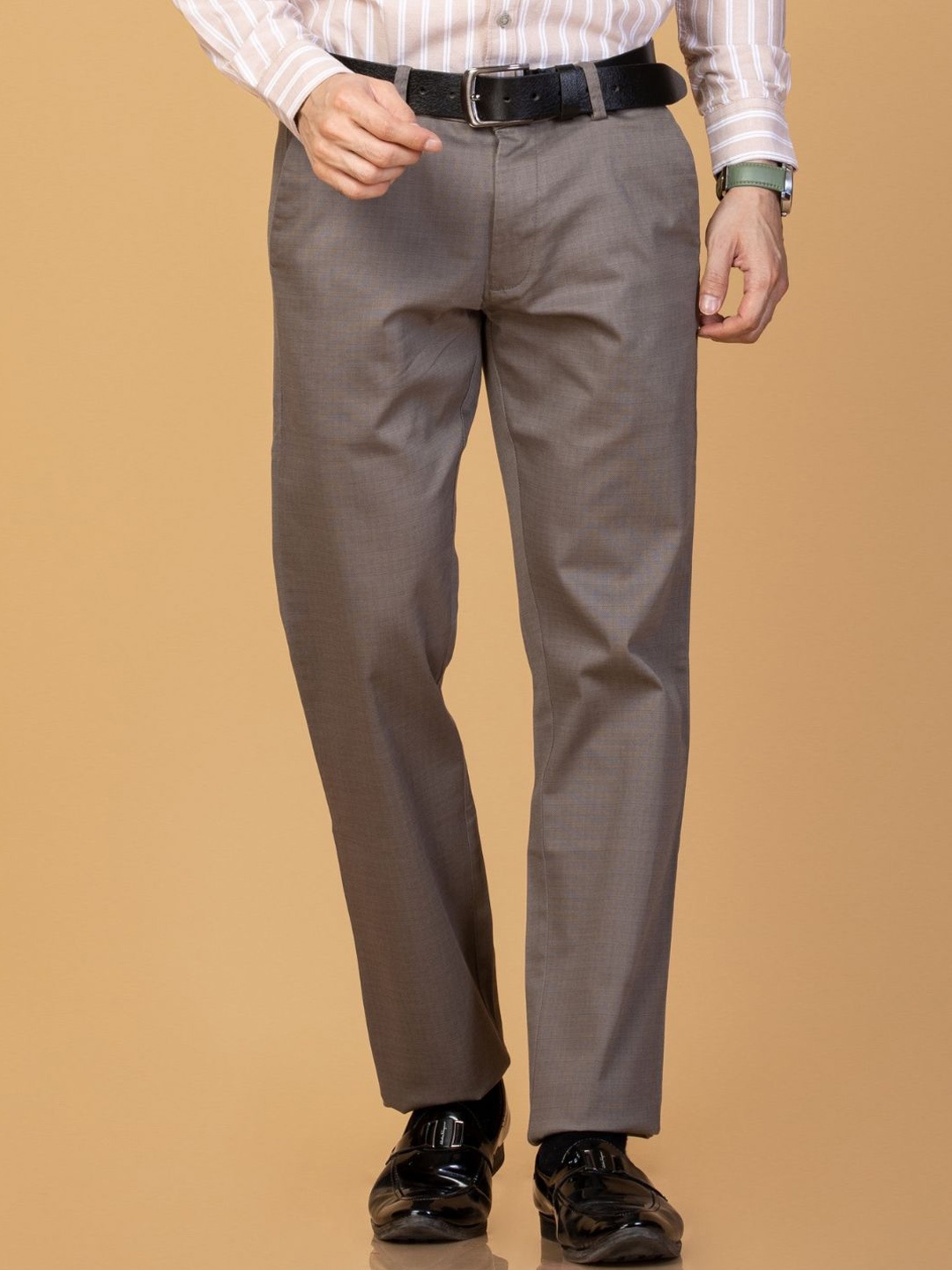 

Monterrey SF Men Textured Printed Smart Slim Fit Trousers, Grey