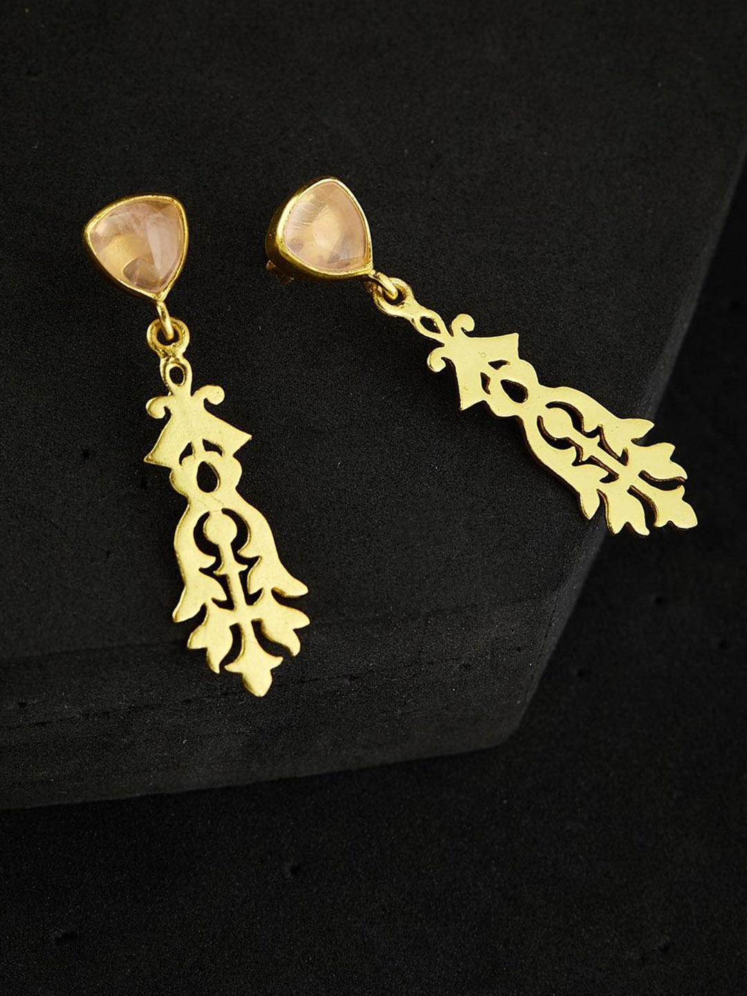 

Fabindia Silver Stone Studded Dangler Drop Earrings, Gold