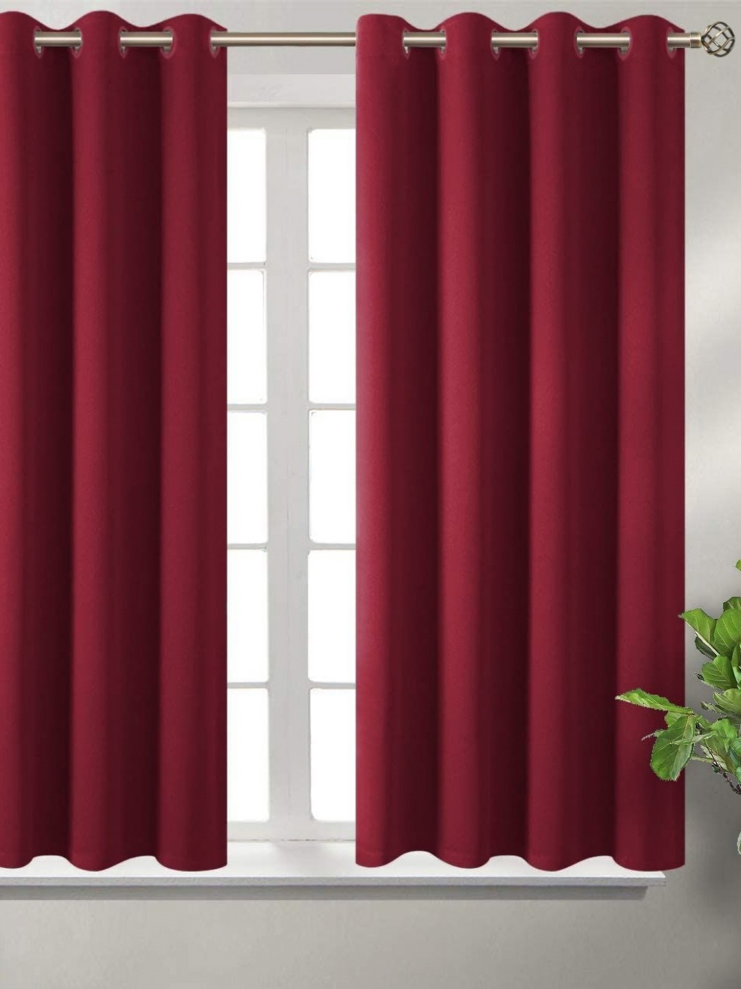 

Innovative Edge Maroon 2 Pieces Black Out Window Curtains