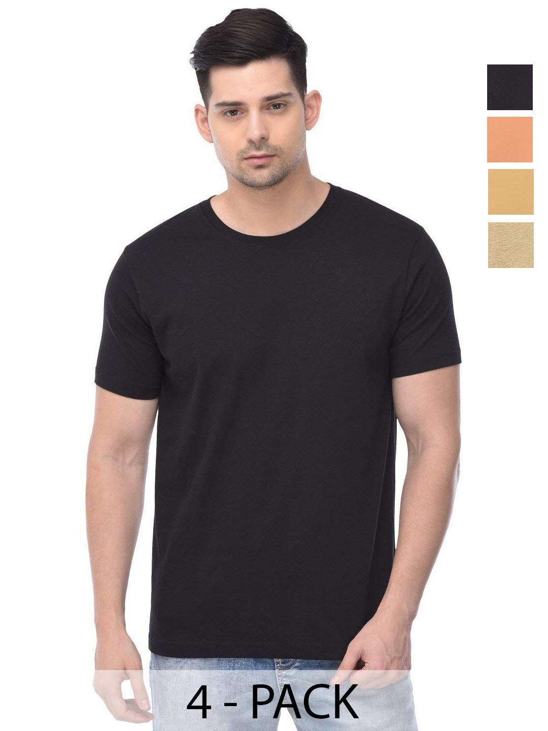 

COLOR CAPITAL Unisex Pack Of 4 Cotton T-Shirts, Orange