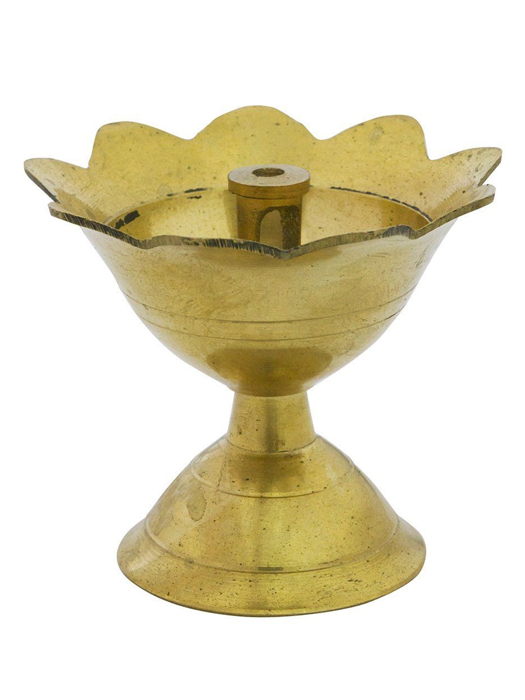 

Exotic India 2" Brass Puja Wick Lamp, Gold