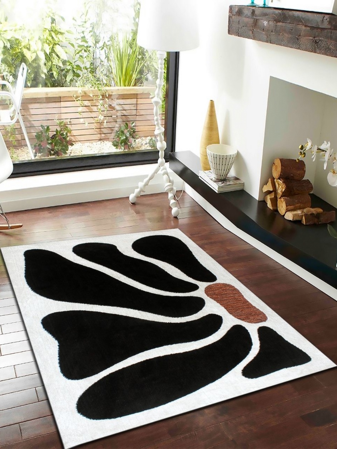 

MULTITEX White & Black Abstract Anti-Skid Carpet