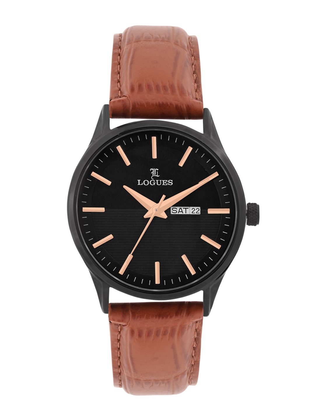 

L LOGUES Men Brass Dial & Leather Straps Analogue Watch G 4143 NLD-14, Tan