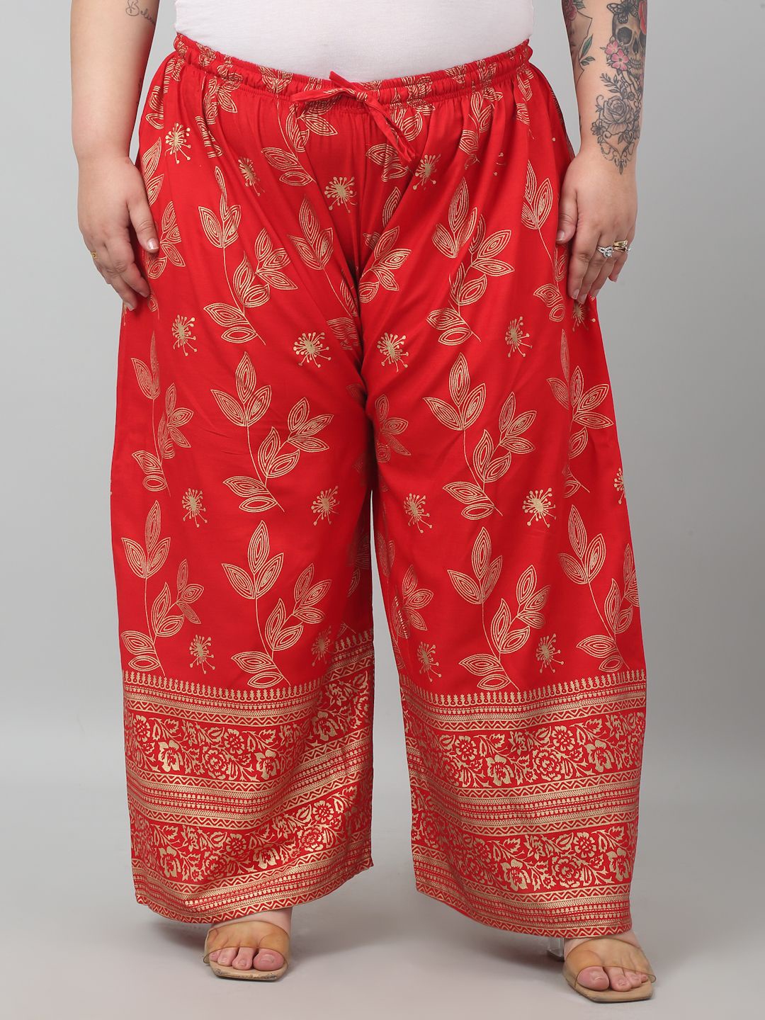 

Trend Level Women Printed Flared Handloom Ethnic Motifs Palazzos, Red