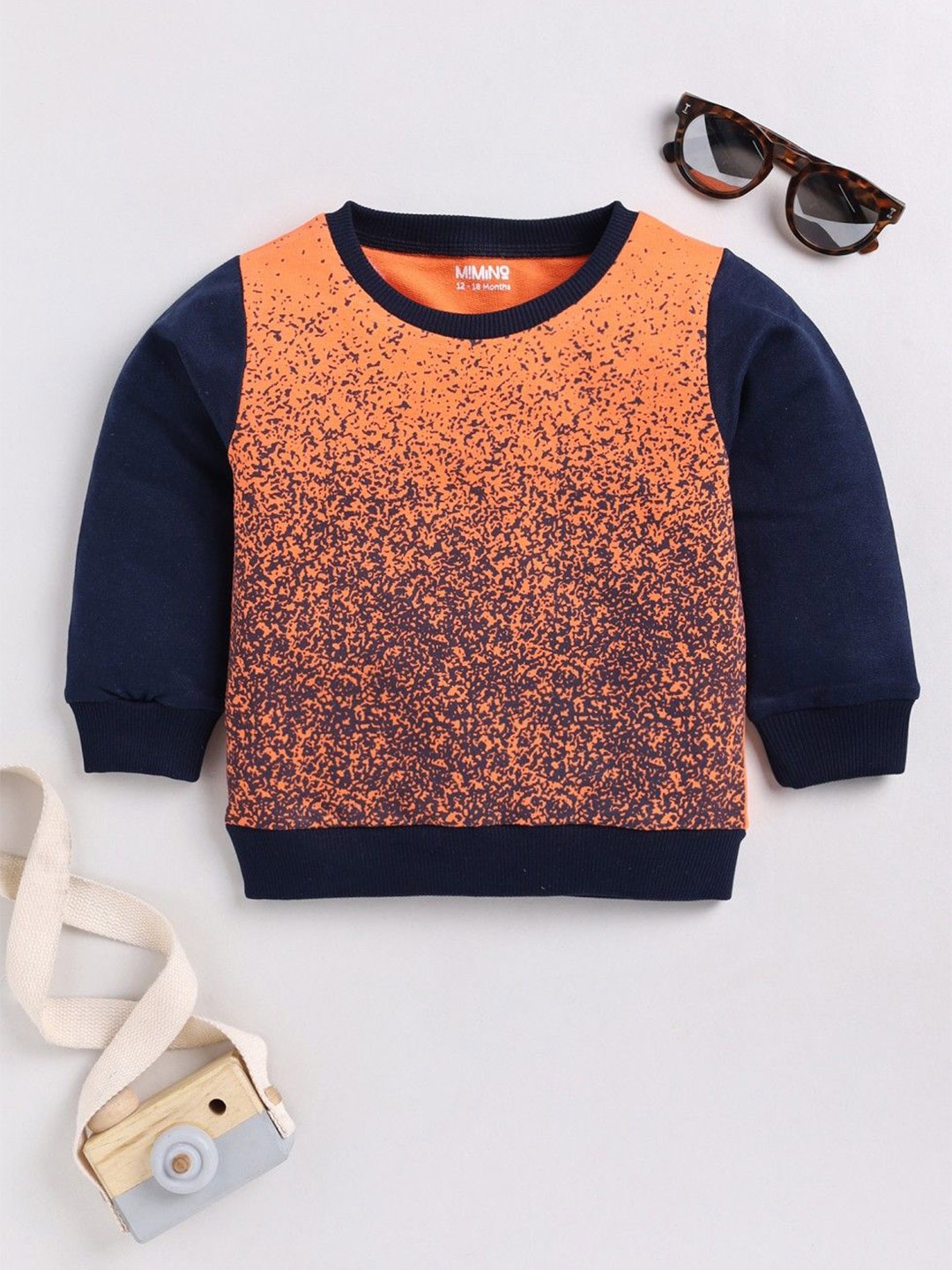 

MIMINO Unisex Kids Abstract Printed Sweatshirt, Orange