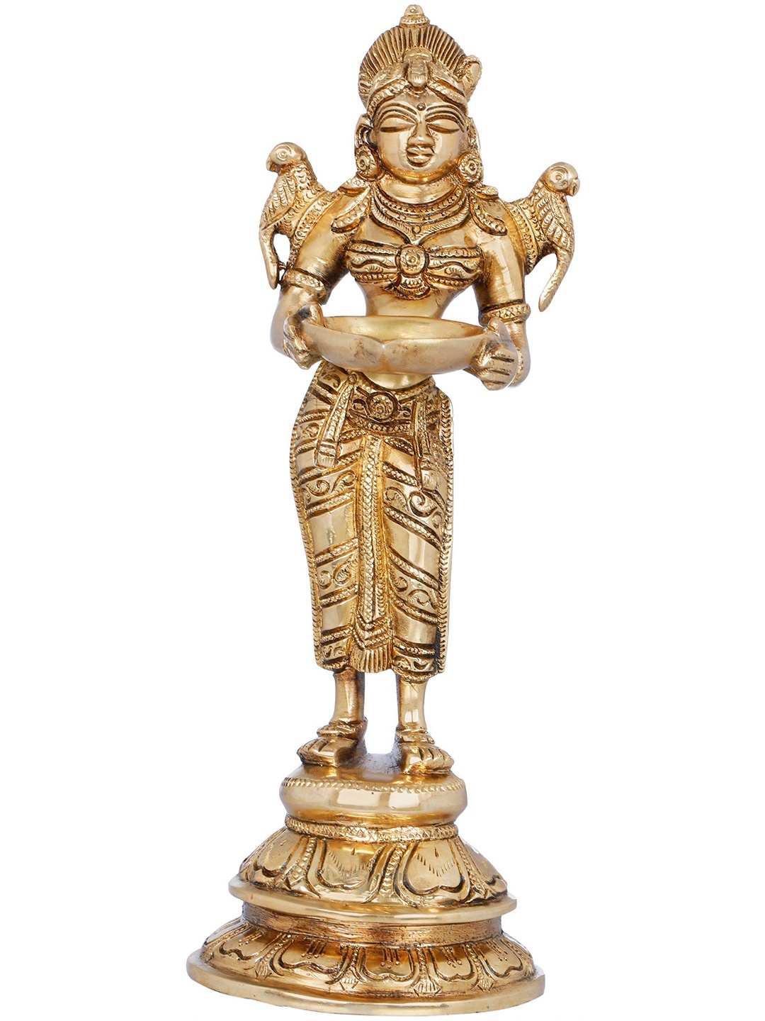 

Exotic India 11" Deepalakshmi in Brass, Gold