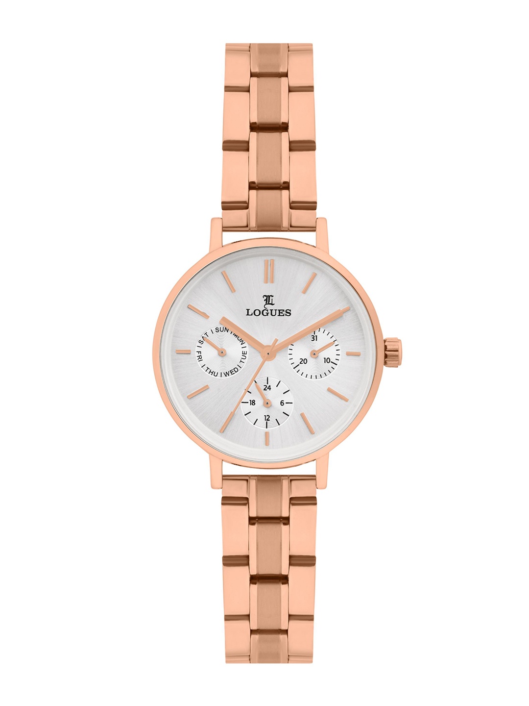 

L LOGUES Women Brass Dial & Bracelet Style Straps Analogue Watch L 1713 WM-02, Rose gold