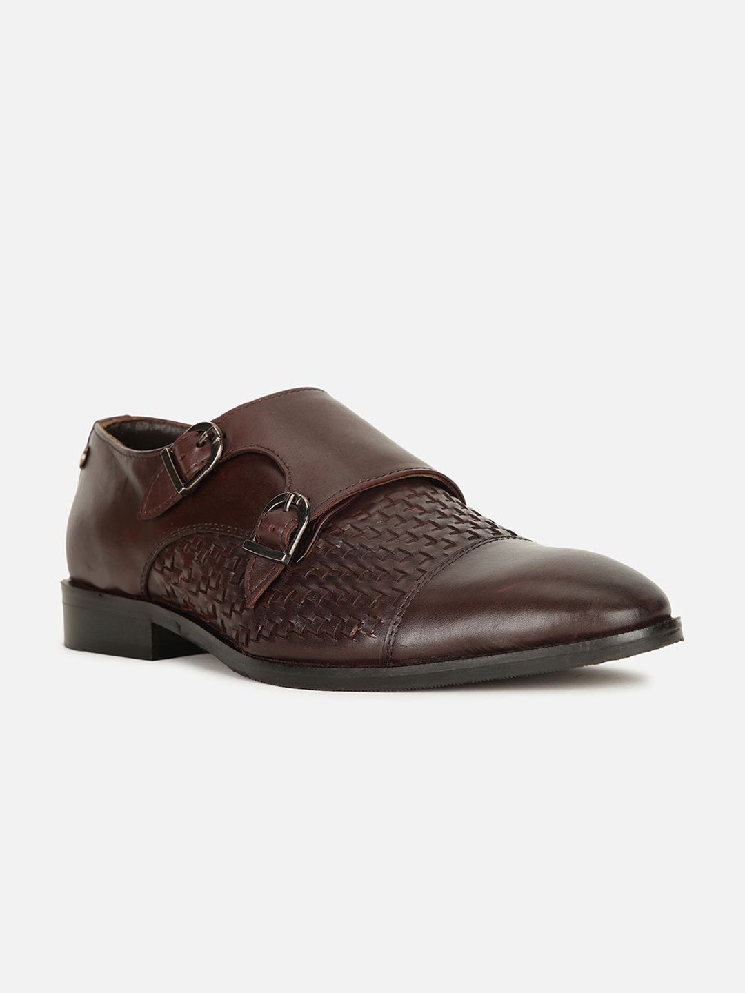 

Carlton London Men Textured Monk Shoes, Maroon