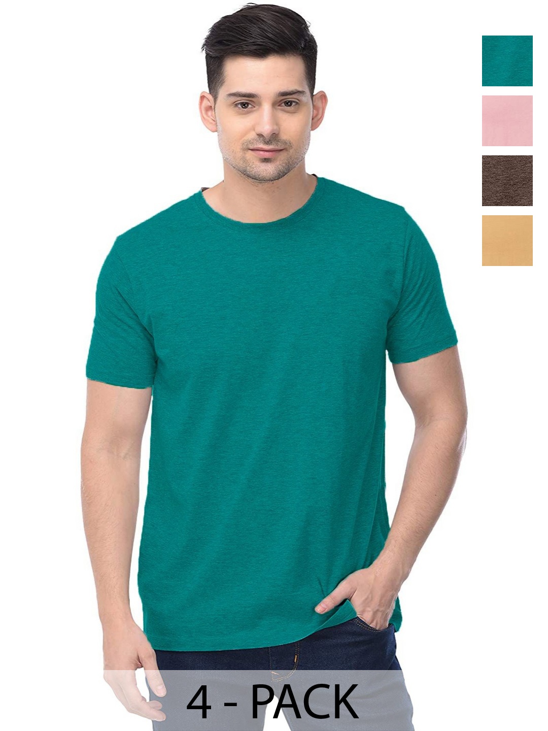 

COLOR CAPITAL Unisex Pack Of 4 Cotton T-Shirts, Maroon