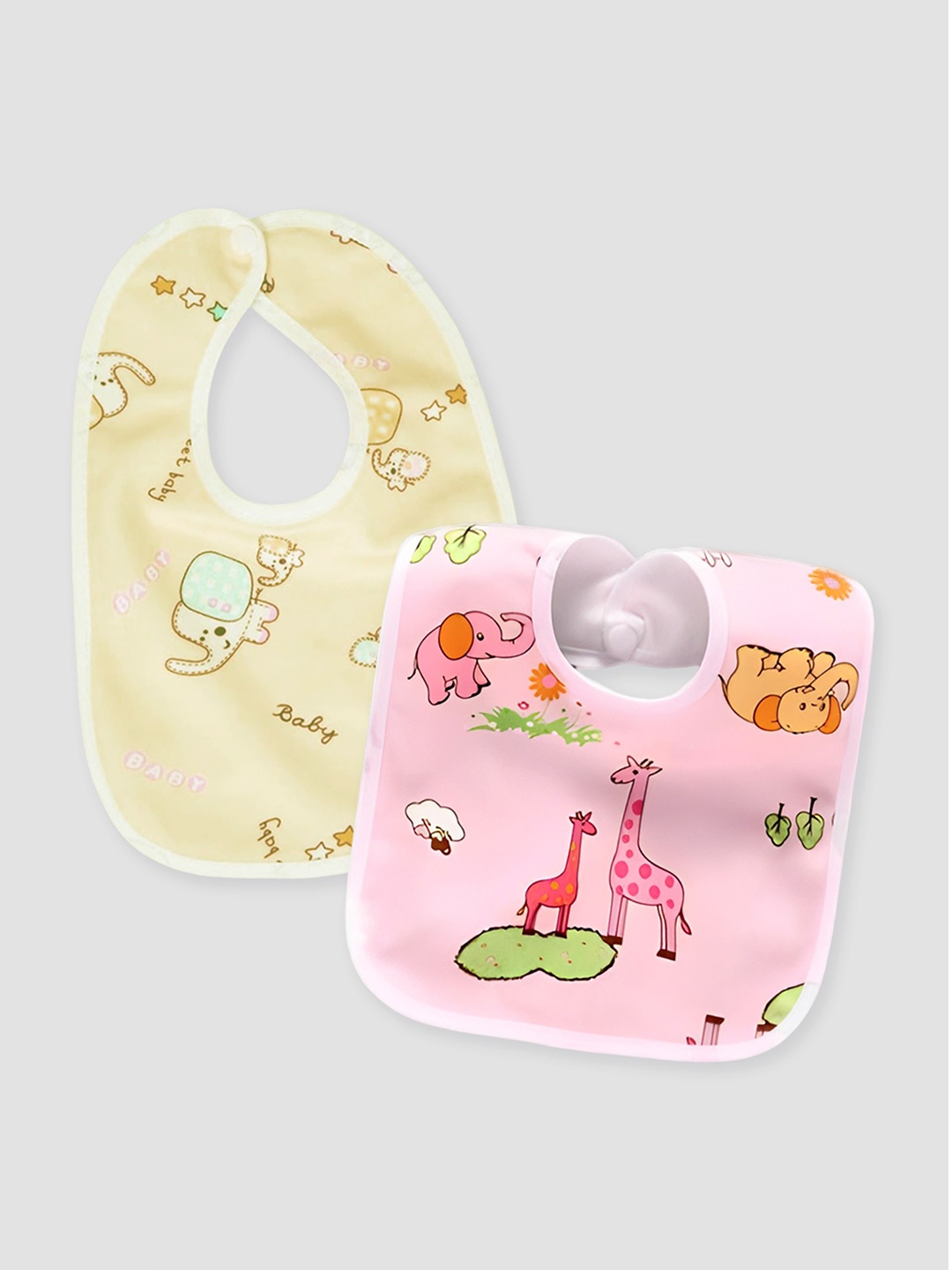 

Kidbea Infants Pack Of 2 Printed Cotton Waterproof Bibs, Yellow