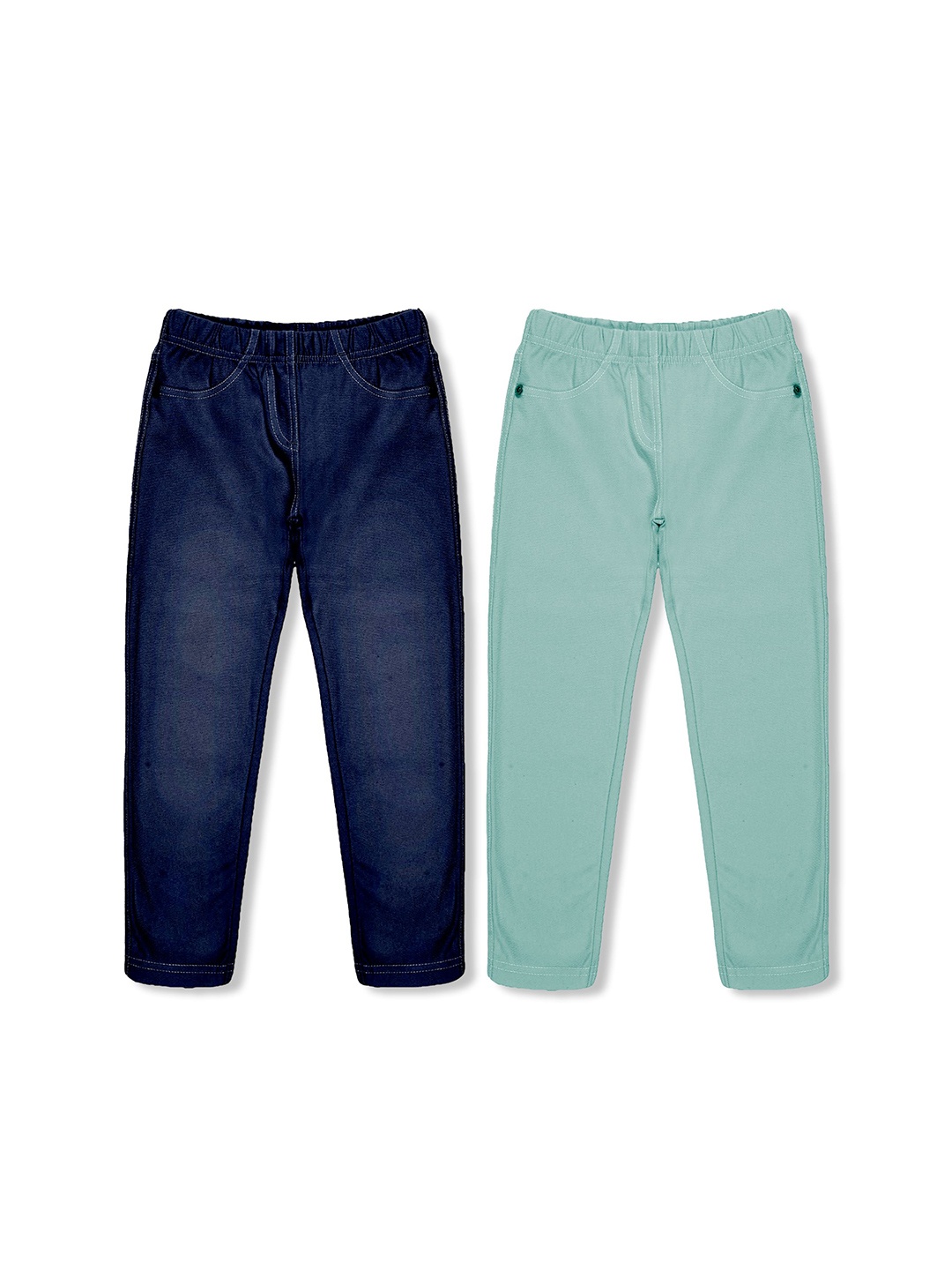 

3PIN Girls Solid Pack of 2 Mid Rise Jeggings, Navy blue