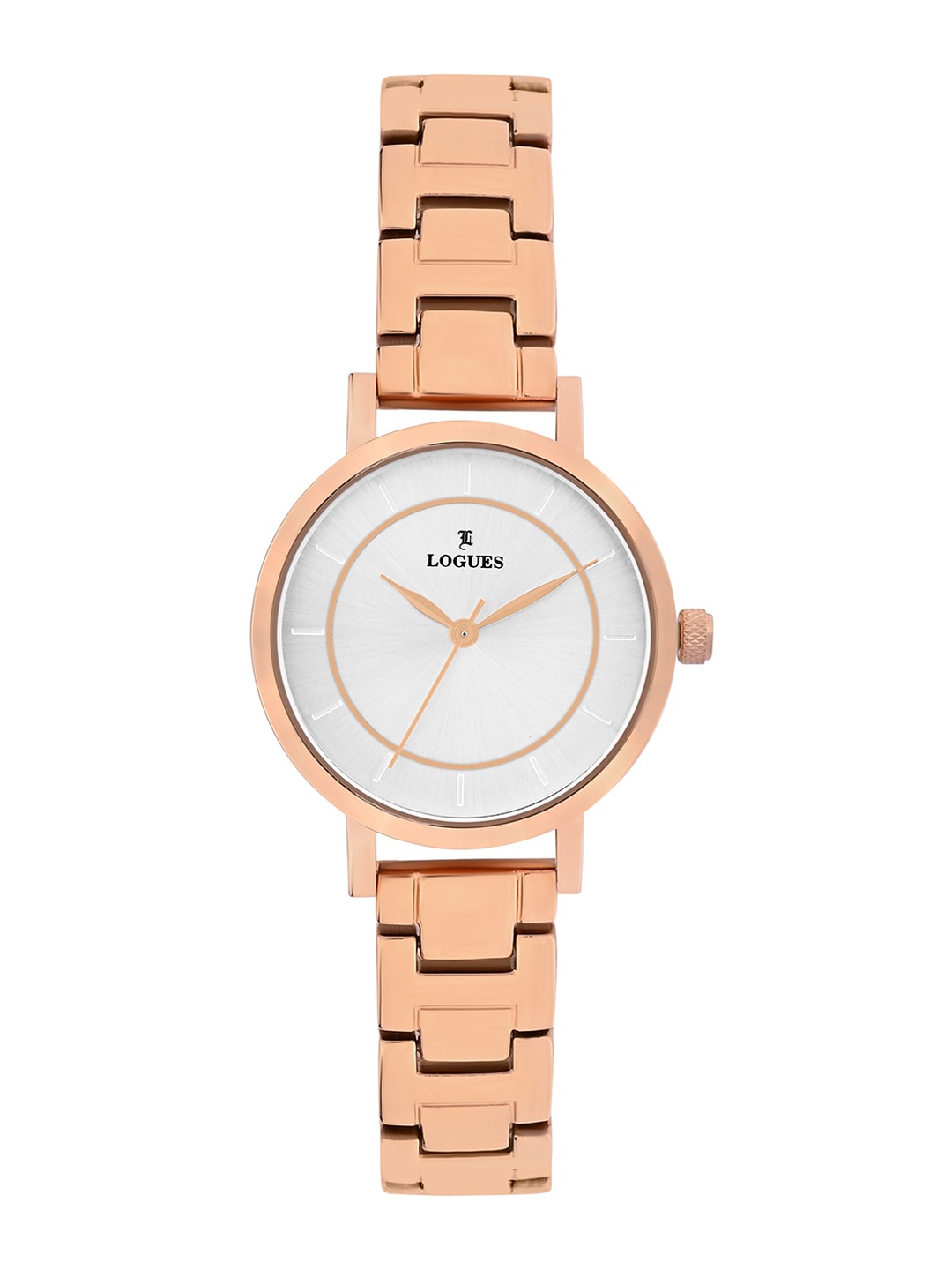 

L LOGUES Women Brass Dial & Bracelet Style Straps Analogue Watch L E-796 WM-02, Rose gold