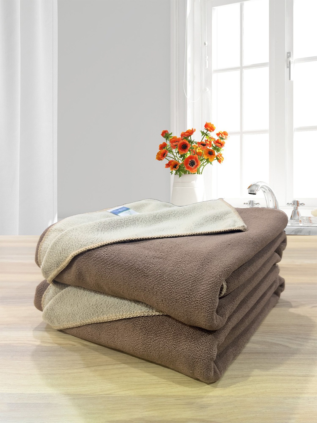 

LABHAM Brown & Beige 2 Pieces 450 GSM Reversible Bath Towels