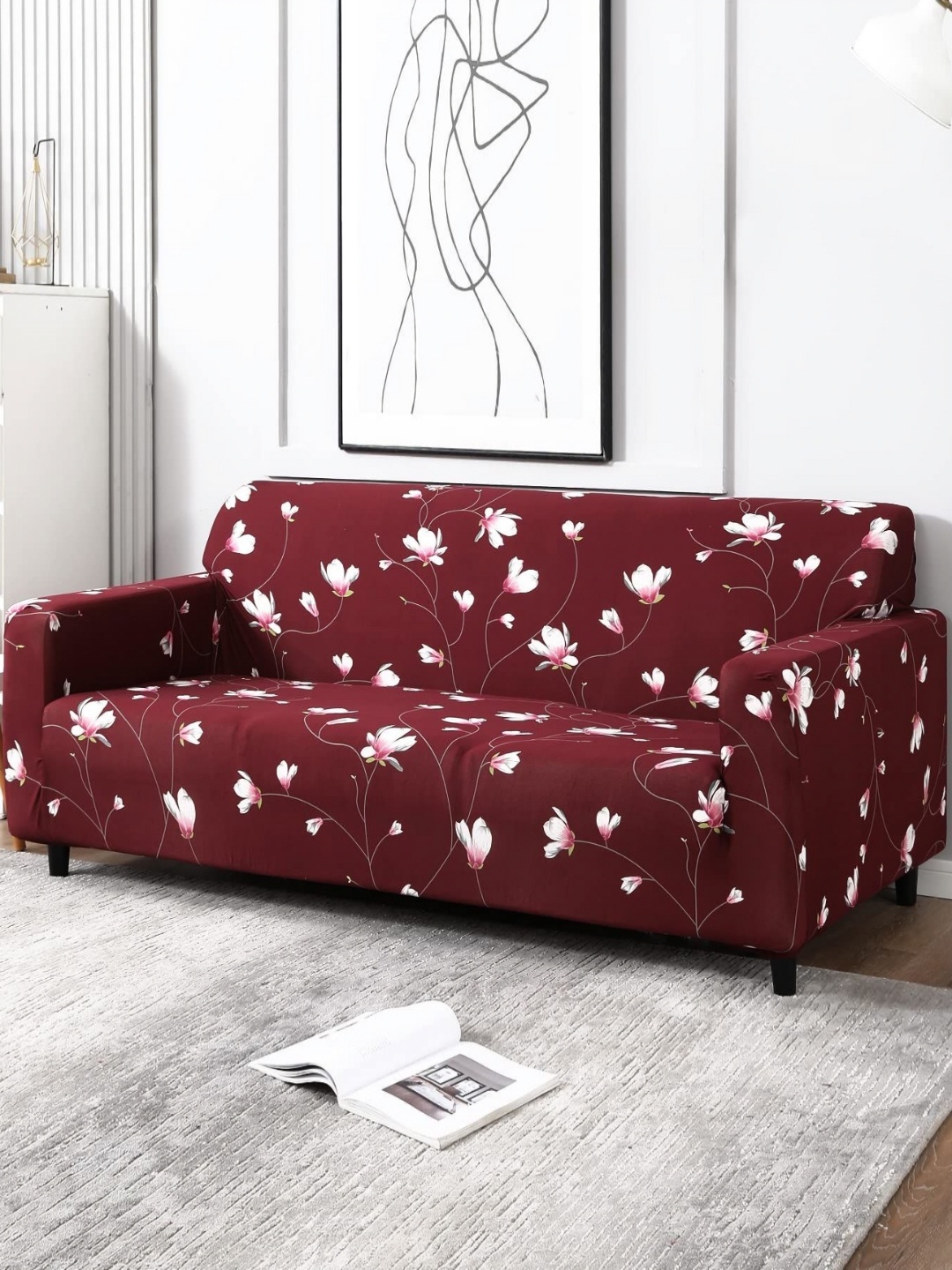 

MULTITEX Maroon & White Printed 3 Seater Sofa Cover