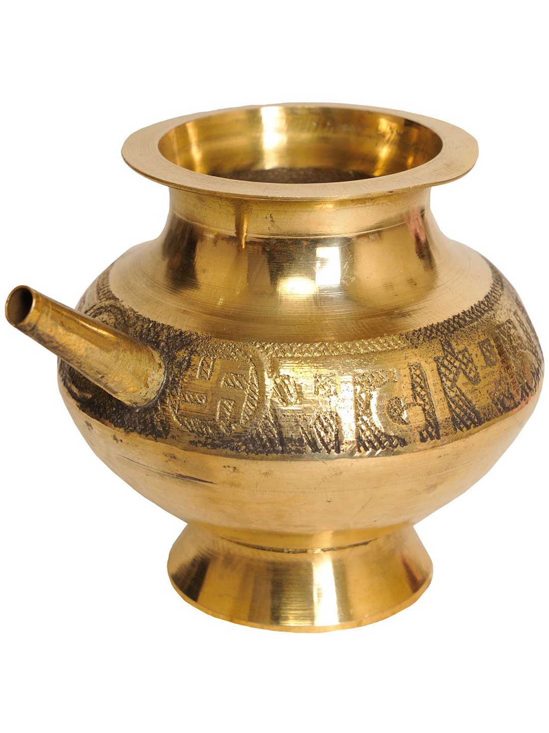 

Exotic India 4" Brass Karva Chauth Kettle, Gold