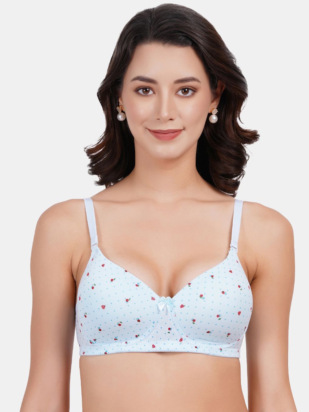 

Amour Secret Polka Dot Bra Full Coverage Non-Wired Lightly Padded, Blue